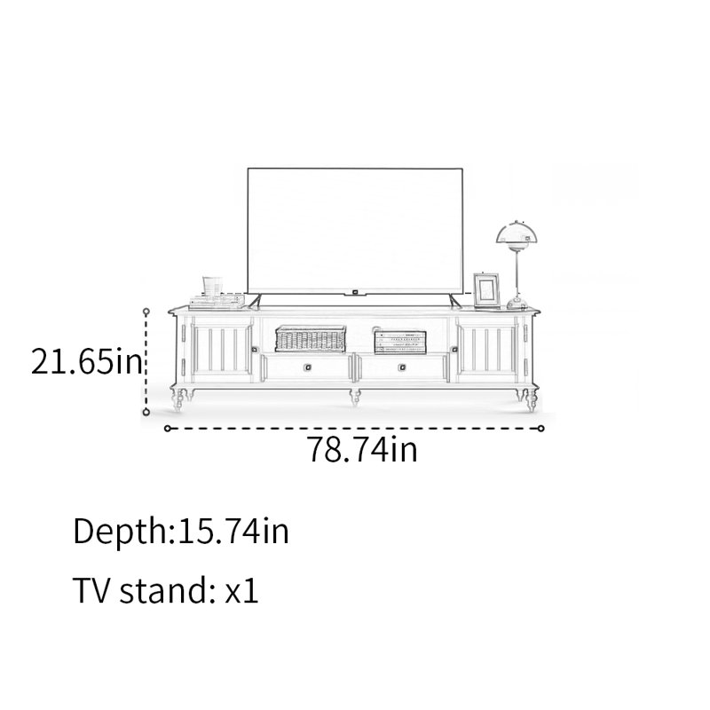 Modern style TV stand, Black, 78.74'' W X 15.74'' D X 21.65'' H