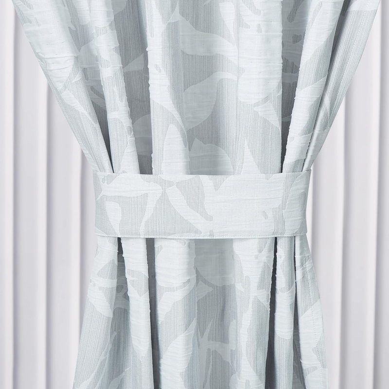 Heather Floral Jacquard Textured Window Curtain Set