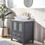 Ensemble de meuble-lavabo autoportant moderne gris 30 po avec lavabo vasque carré en céramique et plateau en pierre matte-1423876025
