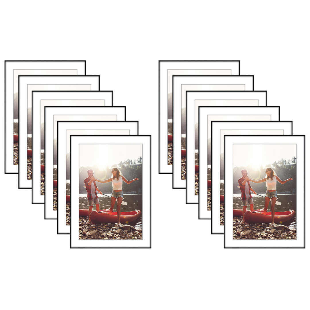 Front Loading Picture Frame Set With Mat - Perfect For Photos And Wall Decor - Black - 12 Pack Americanflat