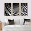 «Waves And Circles Black N White», 3 pièces, cadre flottant, impression sur toile-1084577928-1084577932