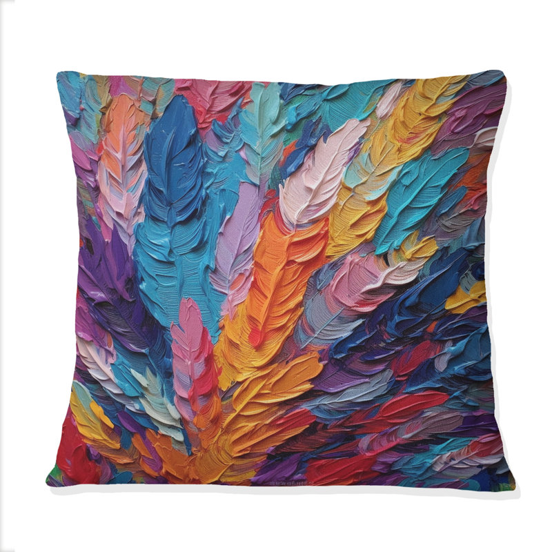 Rough Colorful Feathers, peinture I - coussin décoratif imprimé de plumes