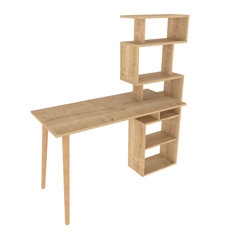 Barkot 120cm W Computer Desk, Gold;Brown