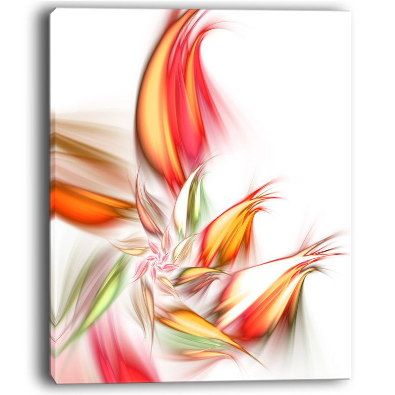 « orange », formes florales à motif floral rose, impression sur toile tendue, H 40 po x l 30 po x P 1 po
