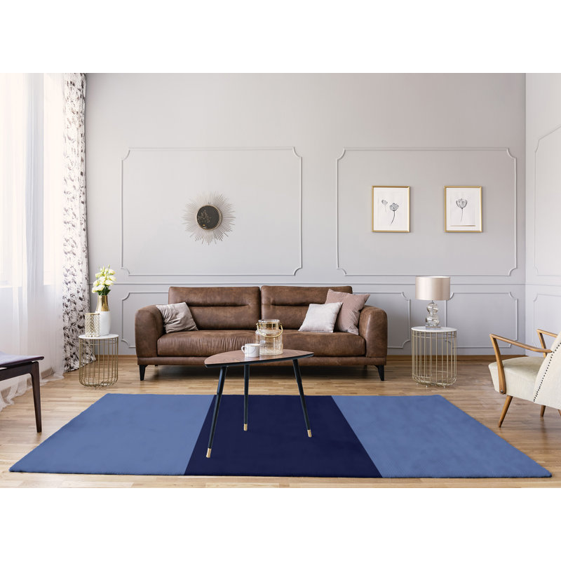 Tapis bleu/blanc rayé, Rectangle 4 pi x 6 pi