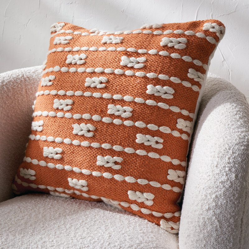 Indoor / Outdoor Striped Square Cushion, Orange