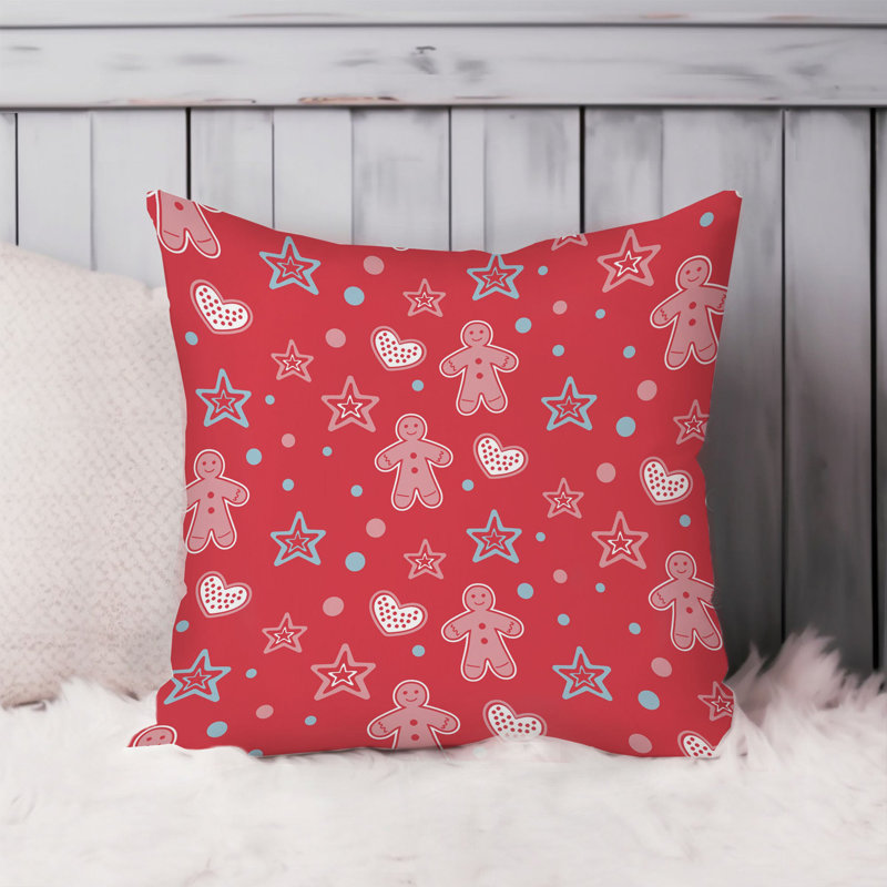 Holiday Christmas Stars & Ginger Bread Cookie Pattern II Modern, 20"H x 20"W