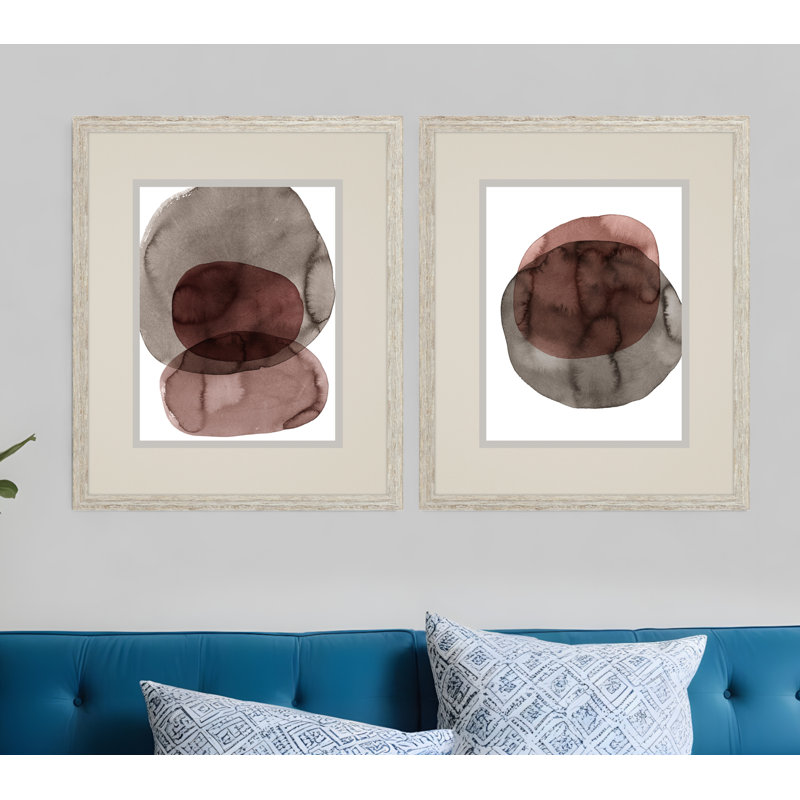 HomeRoots "Ensemble de deux croquis organiques I, reproduction d'art encadrée blanche", 2 pièces