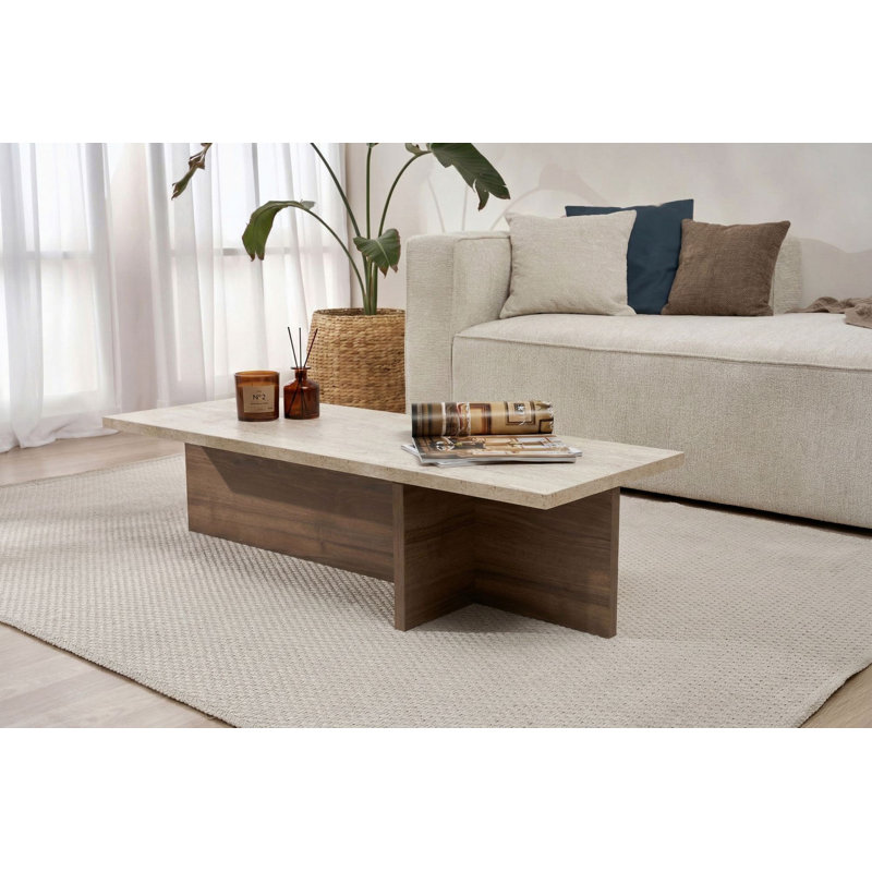 Coffee Table, Travertine Venezia Walnut