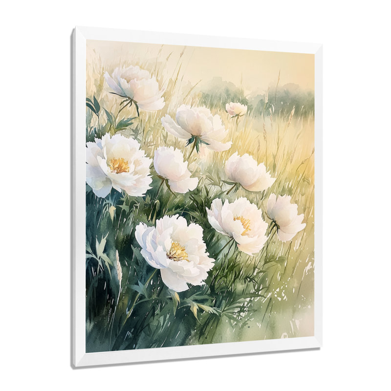 Hargrove - Floral Wall Art, H 20 po x l 12 po, Picture Framed, Blanc