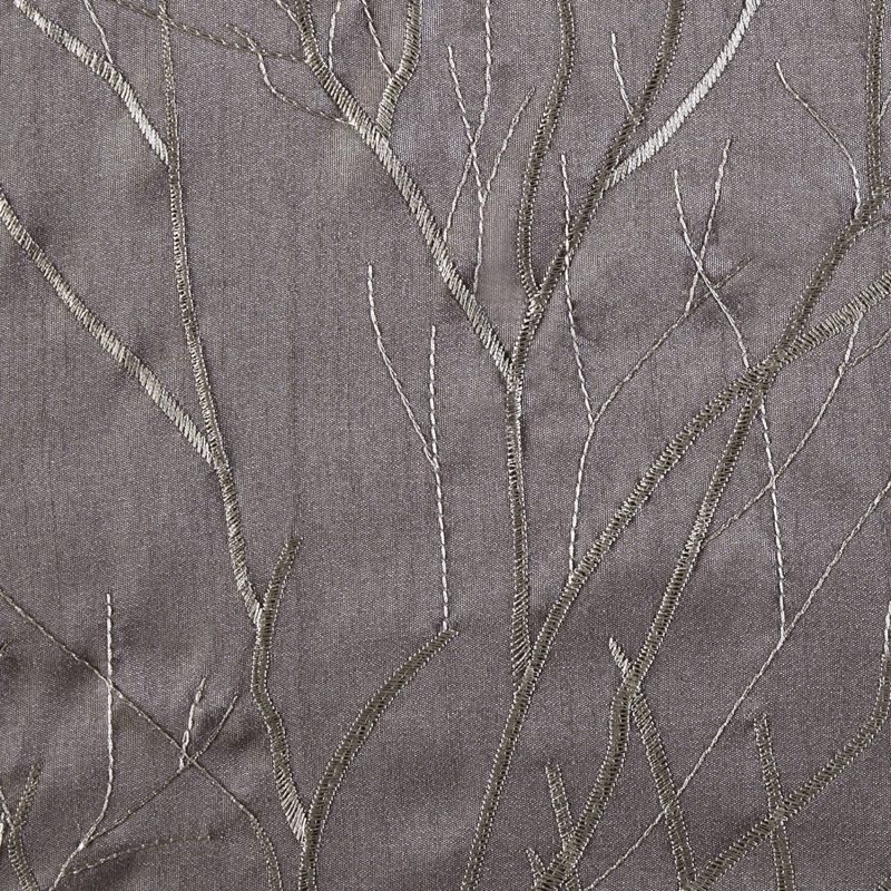 Faux Silk Embroidered Window Valance Grey 50X18", Gray