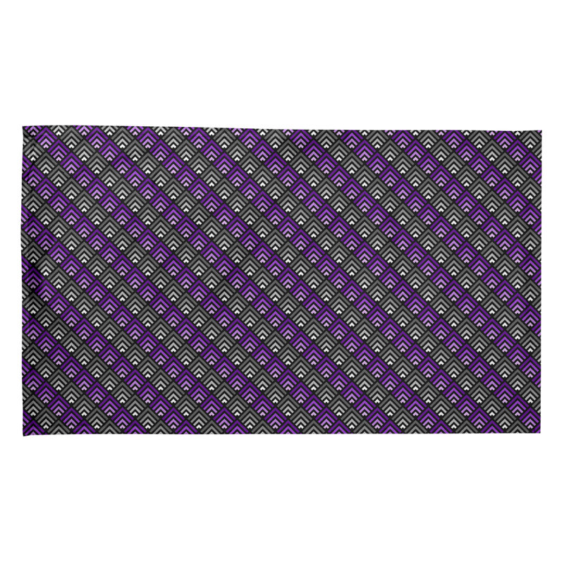 Torchon à motif géométrique à rayures, Polyester sergé, Violet / pièce de monnaie