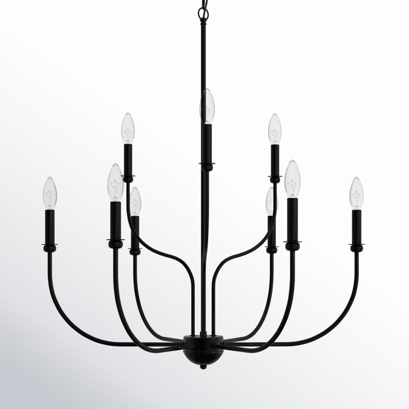 Trudeau 9 - Light Dimmable Classic / Traditional Chandelier, Black