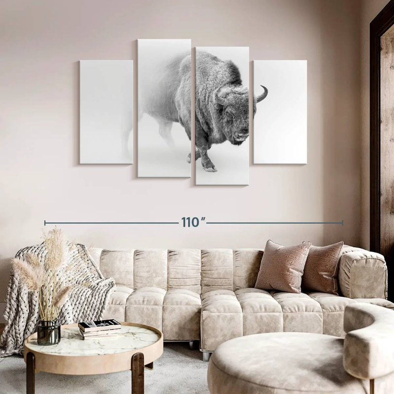 " Wild Bison " 4 - Pieces, 54" H x 84" W x 1.25" D