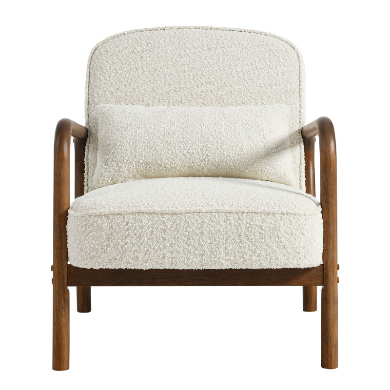 Charlie Boucle Upholstered Armchair, Ivory Fabric