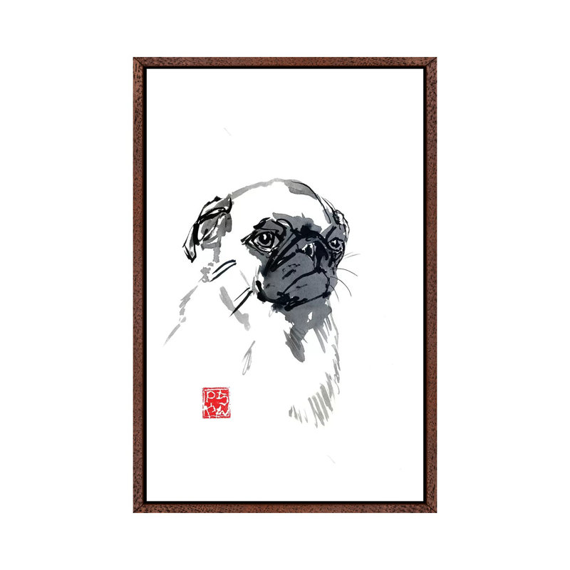 Grumpy Carlin 1 Piece Wall Art on Canvas, 101.6 cm H x 66.04 cm W, Classic Brown Wood Framed