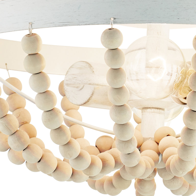 Plafonnier semi-encastré Domenic 2 lumières l 15 po Boho, Blanc, Beige