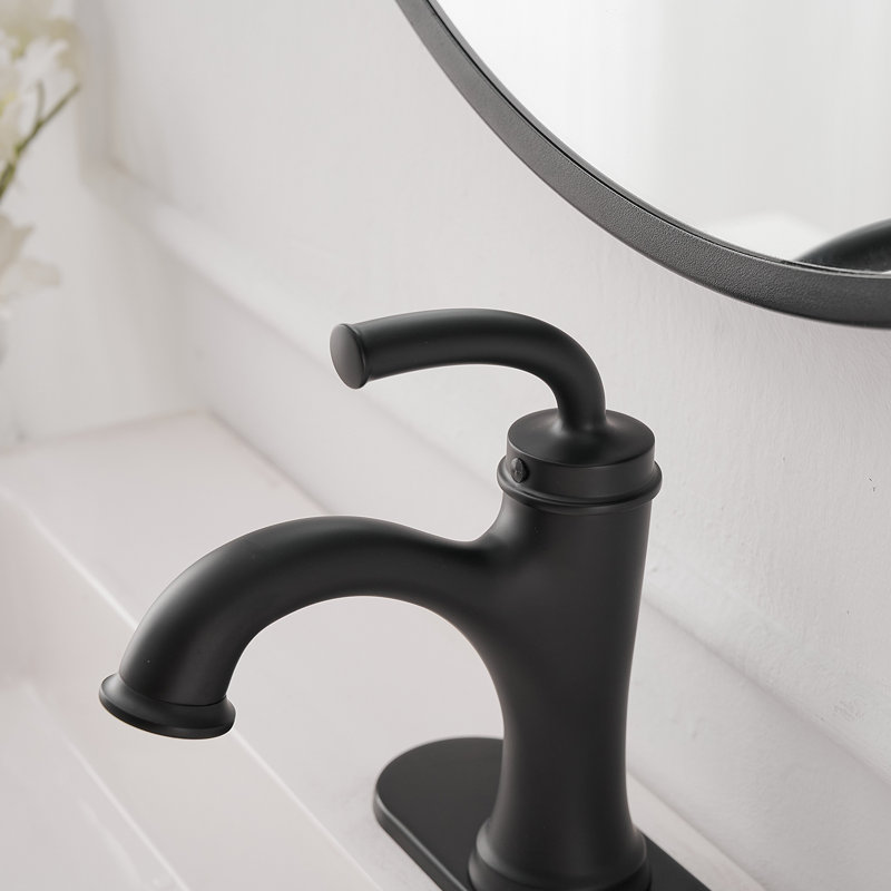 Matte Black Single-Handle Low Arc Bathroom Faucet with Drain Assembly