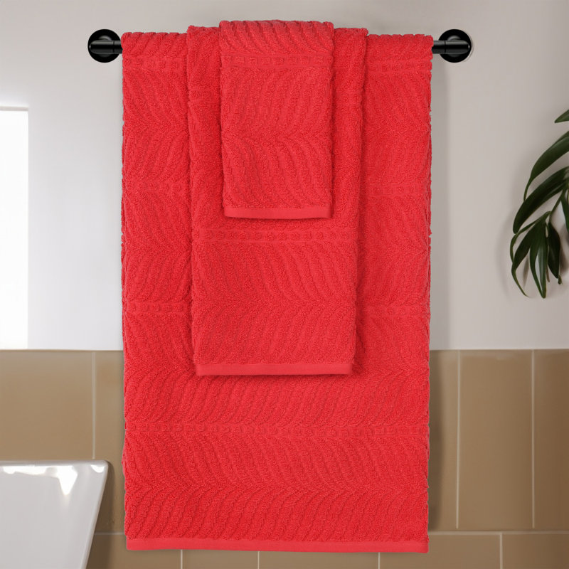 Ensemble de serviettes de bain en coton jacquard Flaxberry, Rouge