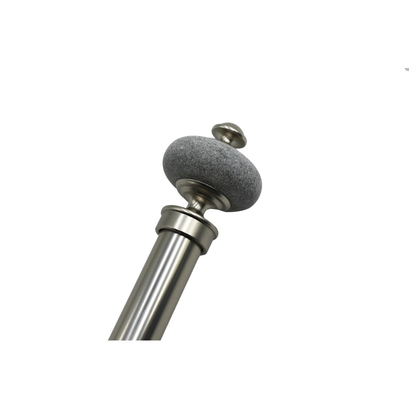Linen Avenue Grey Stone Cap Single Window Curtain Rod Set, Brushed Nickel, 3.5'' H x 48'' W x 5'' D