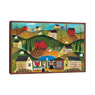 Country Garden Folk Art Quilts 1 Piece Painting on Canvas