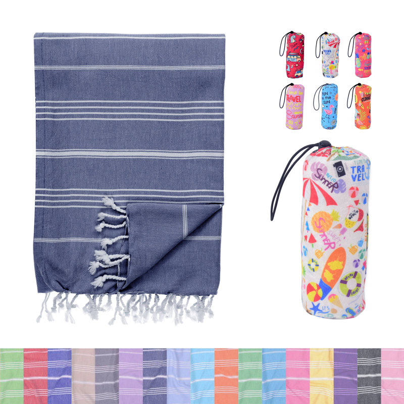 Navy Oversized Turkish Cotton Beach Towel, Navy