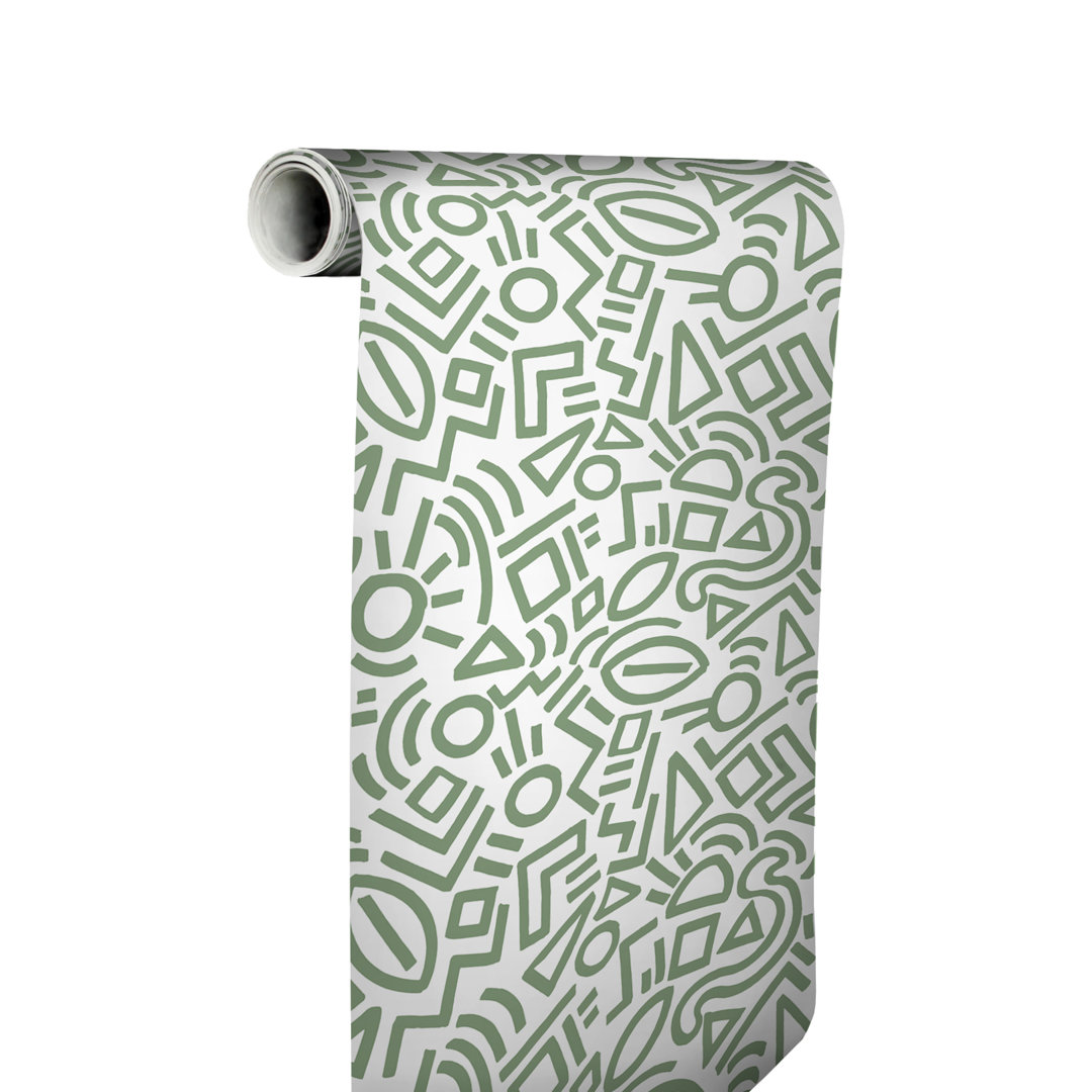 Sage Doodle Abstract Peel & Stick Wallpaper Aelfie 