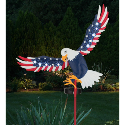 37 Inch Americana Metal and Acrylic with Solar Panel Solar Garden Stake Light Yard Decor - Eagle
