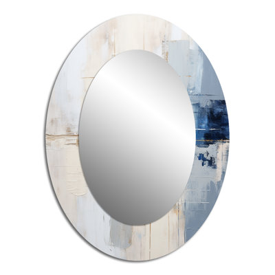 White And Blue Paint Fusion - Beige Oval Wall Mirror Decor