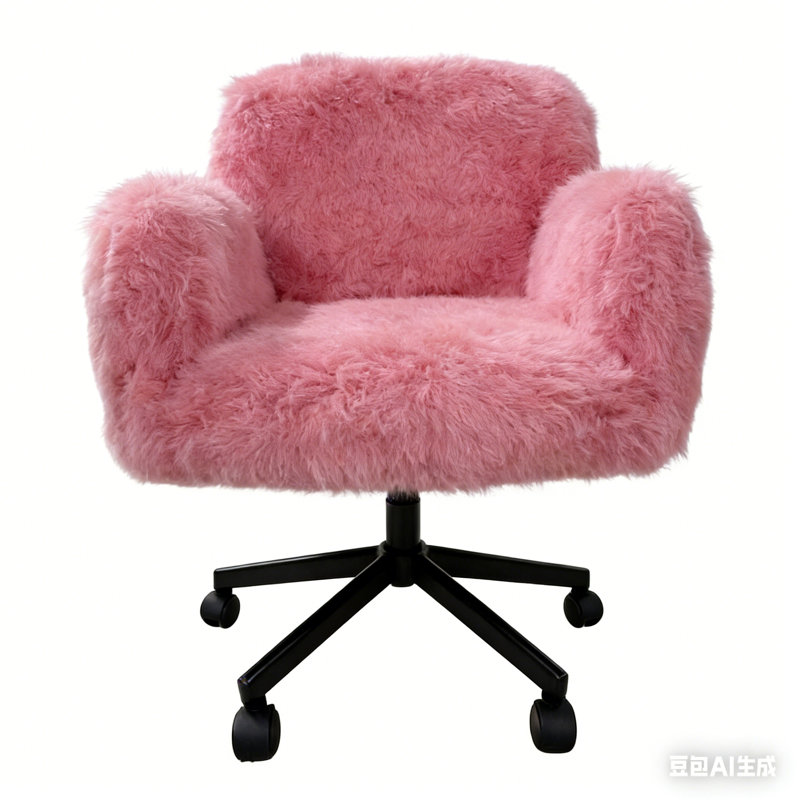 Side Chair, Pink-Faux Fur