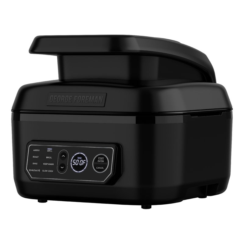 Barbecue électrique George Foreman au-delà de la grille 7-en-1 avec technologie de friture d'air, MCAFD800D, noir, grand