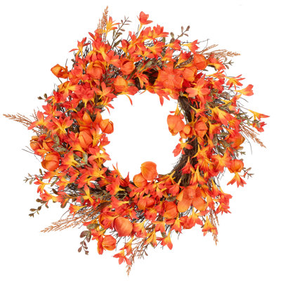 Couronne de lanternes oranges non éclairées de 22 pouces de National Tree Company