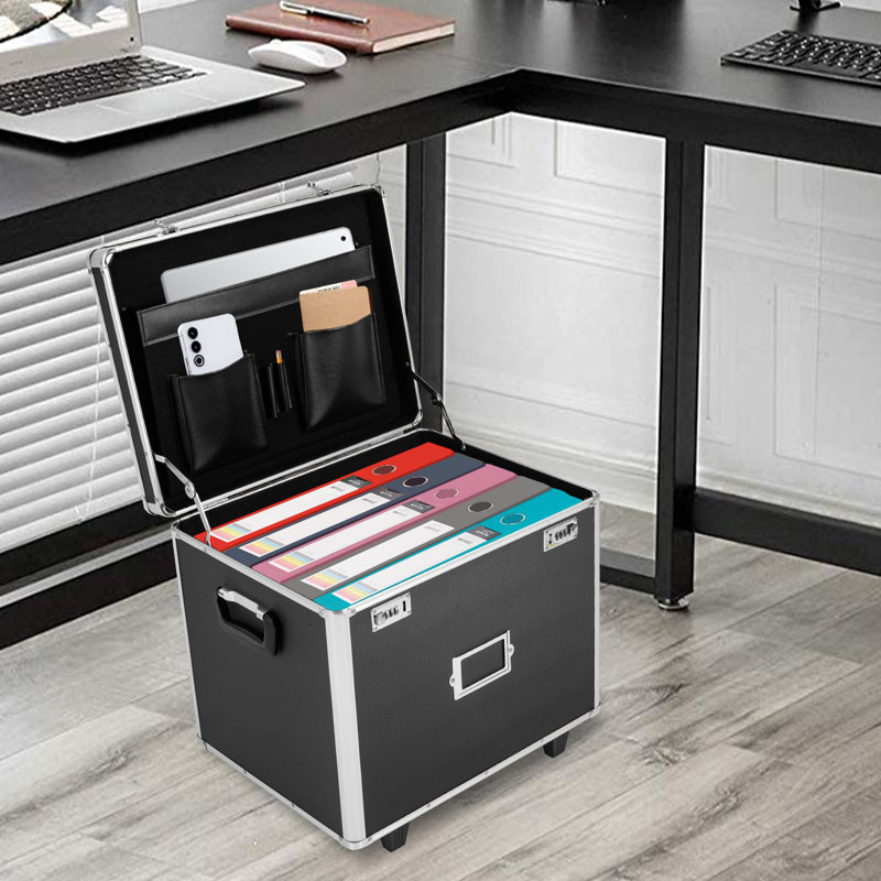 Lockable File Organizer Storage Box With Wheels