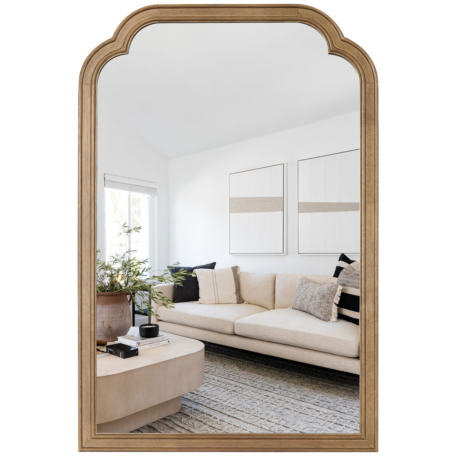 Winston Porter Ancalin Wood Accent Wall Mirror for Bathroom Bedroom Decorative Mirror & Reviews | Wayfair