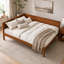 Lit de jour Cavrelisse en bois pleine grandeur avec cadre à trois côtés, canapé-lit plateforme en noyer foncé, construction en pin, contreplaqué et MDF, 10 lattes de soutien pour matelas, aucun sommier requis-2072742783