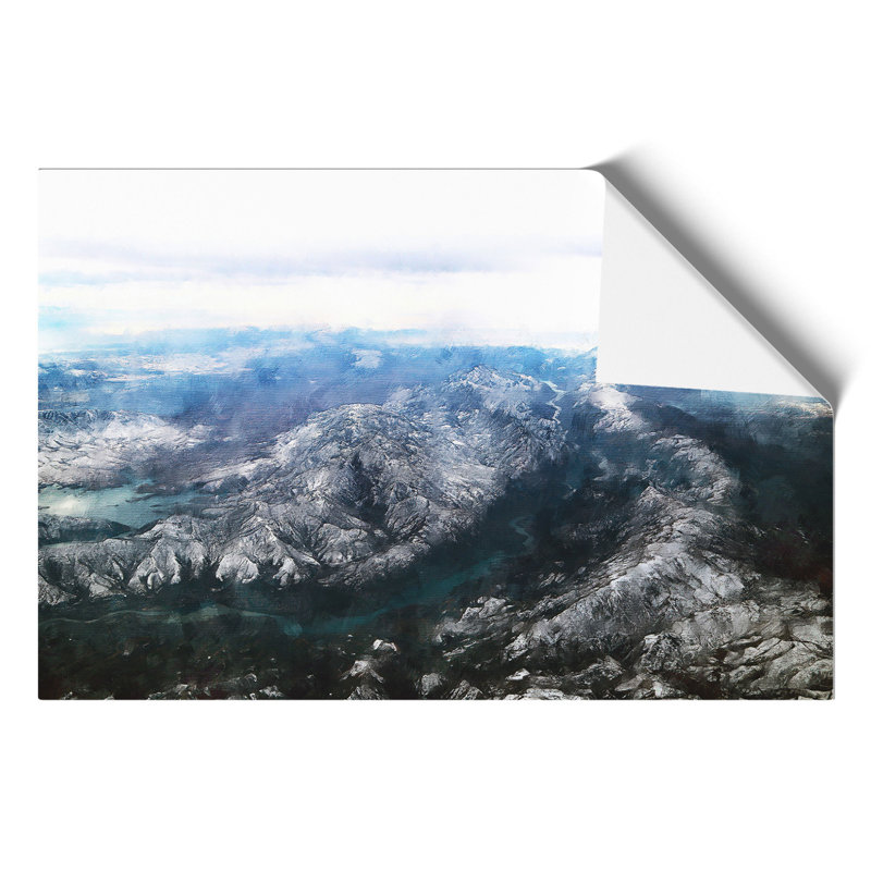 Tajikistan Mountain Range Painting - Frameless Print, 21cm H x 30cm W x 0.1cm D