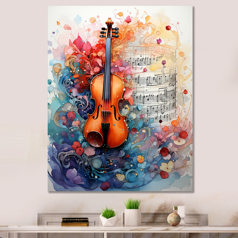 «Brown and Blue Classic Violin Music», Toile tendue, H 20 po x l 12 po x P 1 po