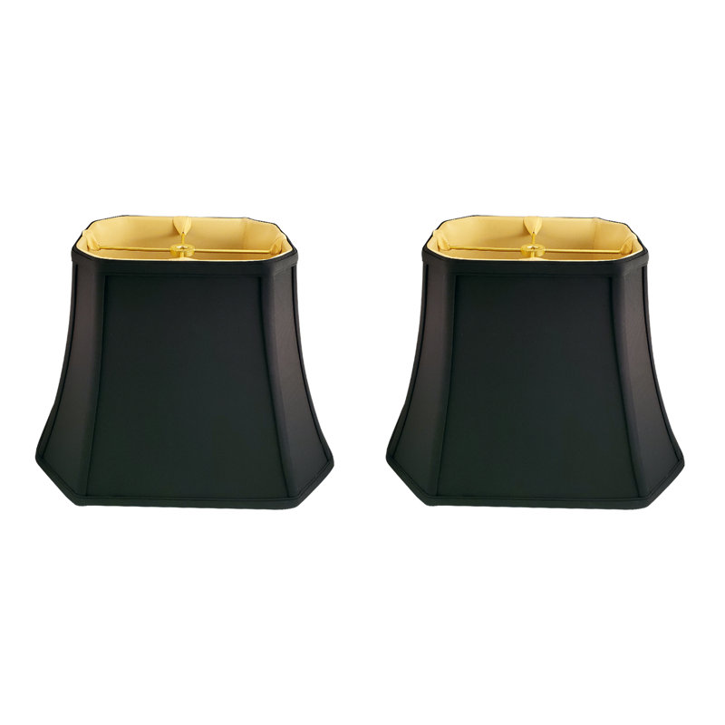 Royal Designs, Inc. BSO-710-12BLK/GL-2 Rectangle Cut Corner Basic Lamp Shade, (5x6.5)" x (8x12)" x 10", Black with Gold, 2-Pack