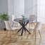 Table de salle à manger de 42,1 pouces de style Mid-Century noir pour 4 à 6 personnes avec plateau rond en panneau de fibres à densité moyenne, table de salle à manger à piédestal, table basse de loisirs - pieds croisés-129933718
