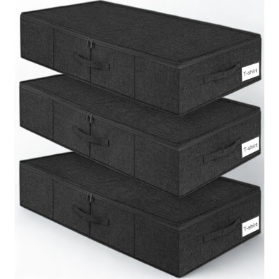 Contenants de rangement sous le lit avec couvercle à fermeture à glissière, sacs de rangement robustes en tissu structuré pour les vêtements, la literie, les chaussures et les essentiels de dortoir, solution de rangement peu encombrante