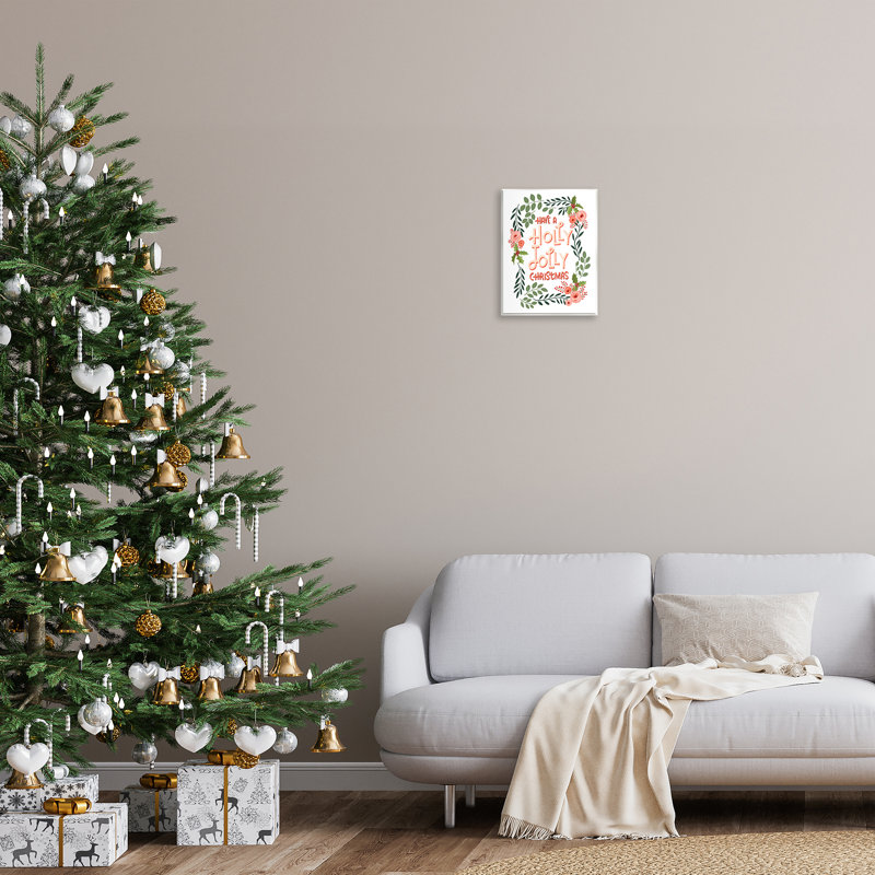 Art mural Jolly Christmas with Flower Border, design par Caverly Smith