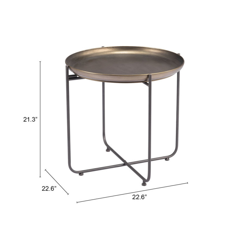 Table de bout 21 "à pieds ronds en bronze et acier gris