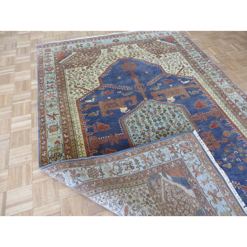 Tapis zone en laine noué la purplish/bleu 6 pi x 8 pi en laine one-of-kind-the main LaJuante