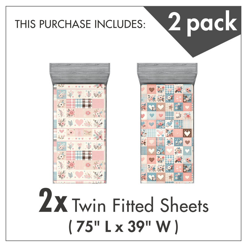 Microfiber Floral Art Fitted Sheet, Twin Fitted Sheet
