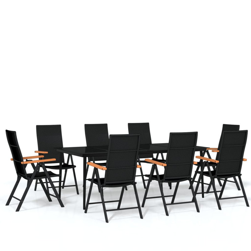 Ensemble de salle à manger 3 pièces Latitude Run® - noir, H 29,1 po x l 78,8 po x P 25,2 po, 8