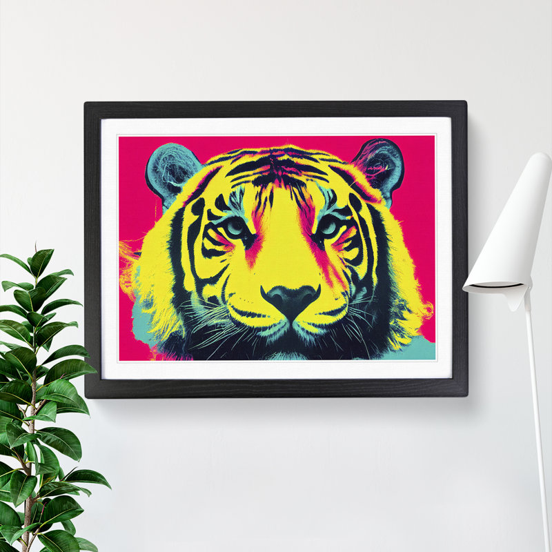Colourful Tiger Art Abstract - Framed Print, 25cm H x 34cm W x 2cm D