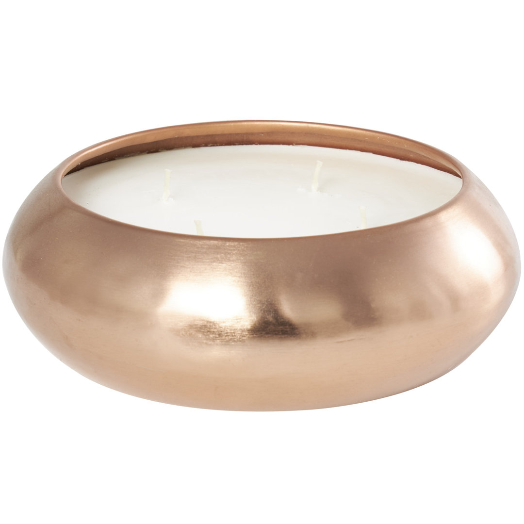 Metal Tropical Breeze Scented Wide Dome Shaped 60 oz 4 Wick Decorative Copper Candle with White Wax Everly Quinn 