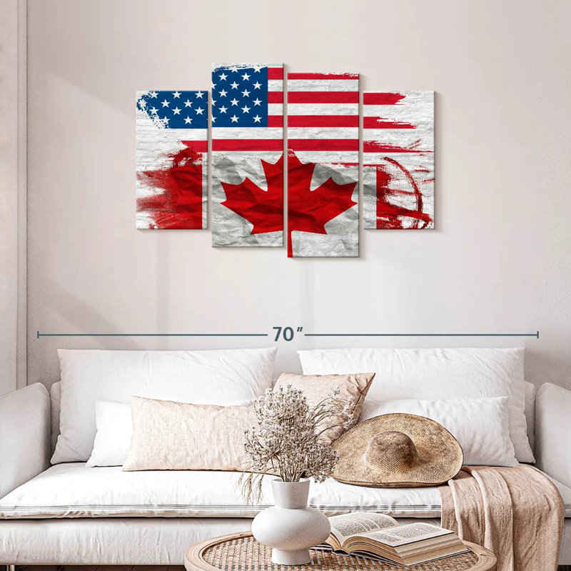 Drapeau des États-Unis et du Canada, H 27 po x l 43 po