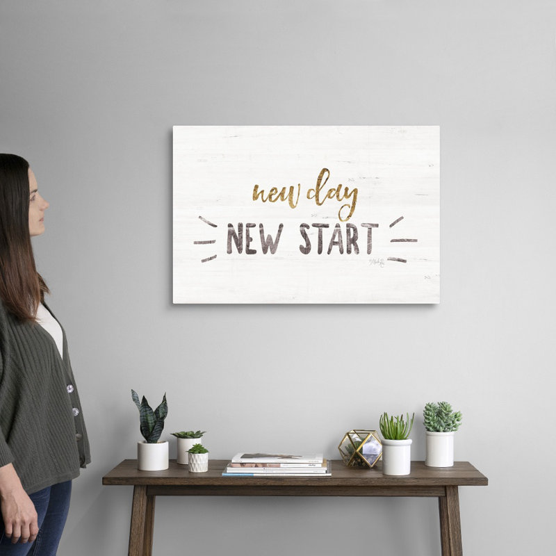 Reproduction d’art textuel sur toile, "New Day, New START" par Marla Rae, Toile tendue, H 20 po x l 30 po x P 1,25 po
