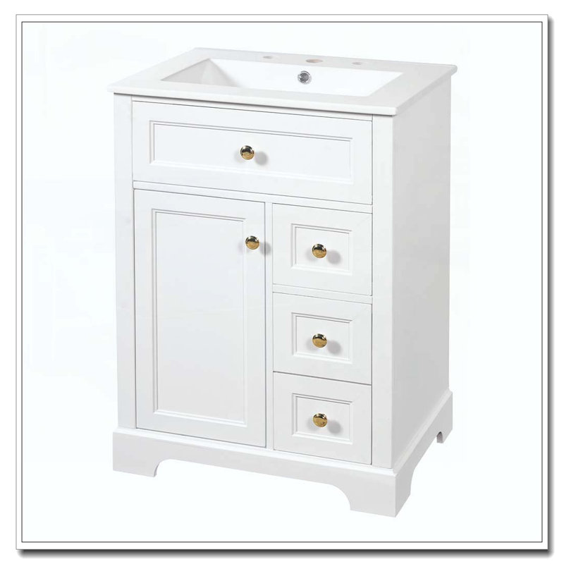 24''Bathroom Vanity with Sink, Blanc